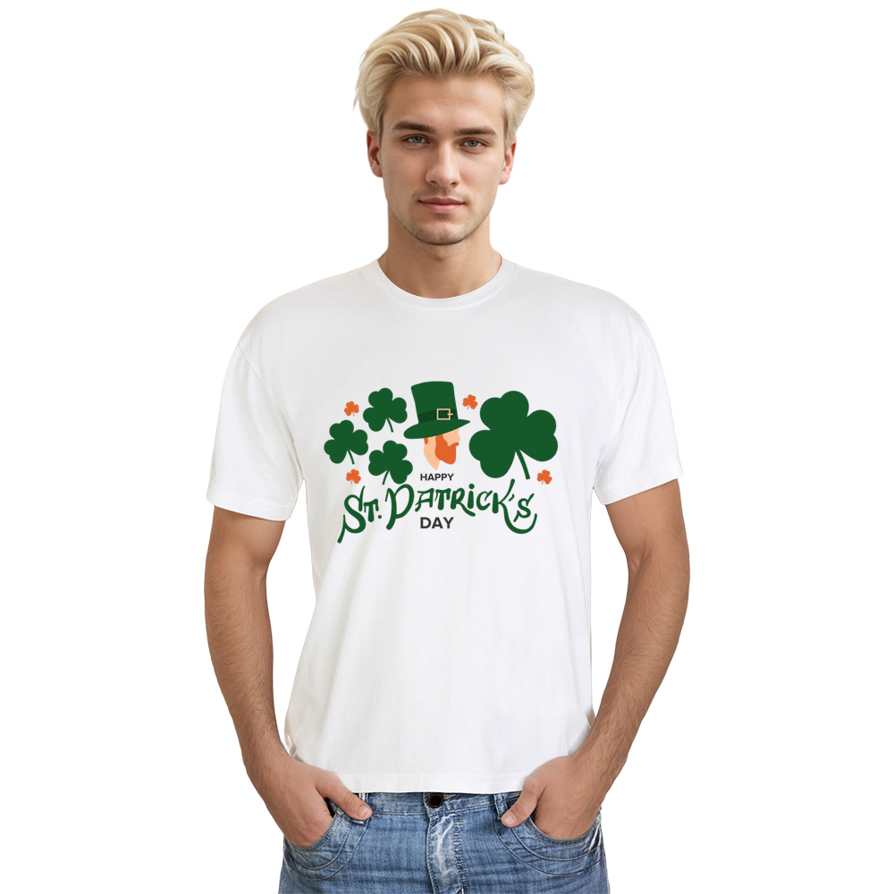 Adult Unisex Clover St. Patrick's Day White T-shirt