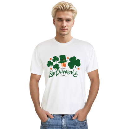 Adult Unisex Clover St. Patrick's Day White T-shirt