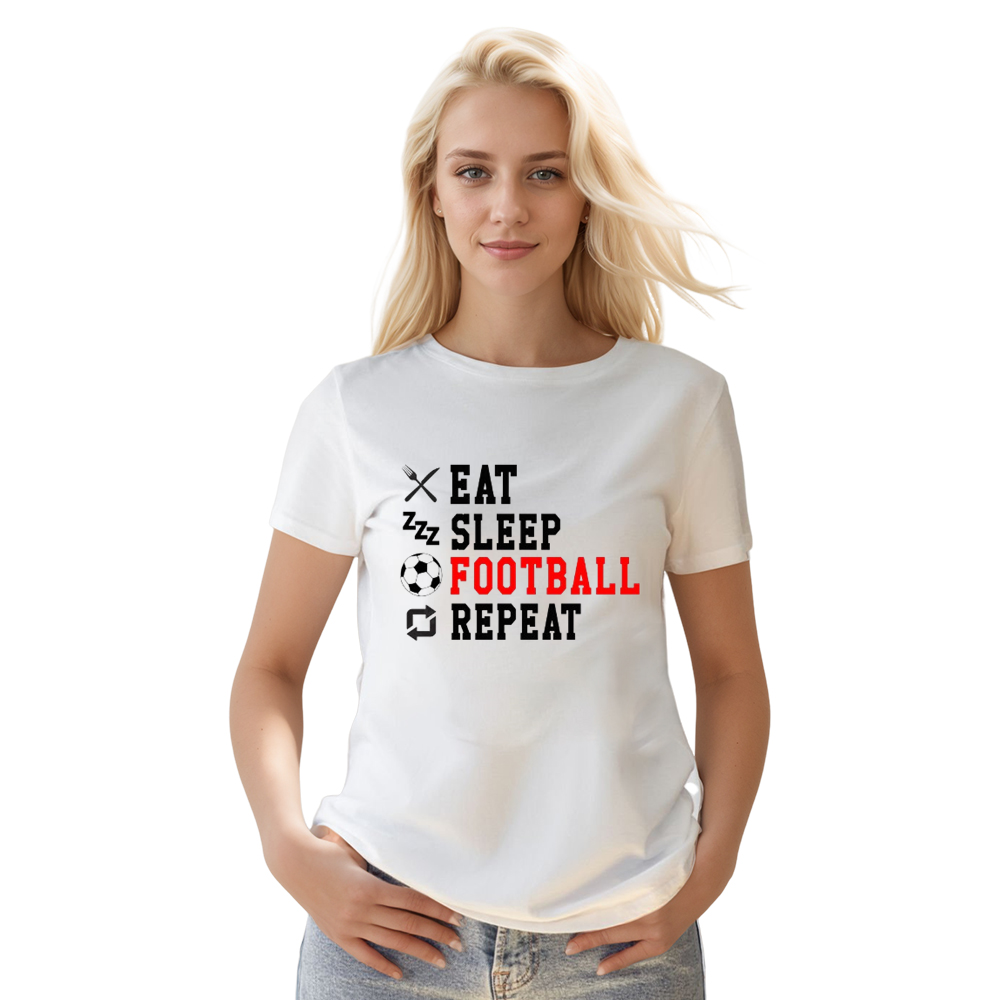 Adult Unisex Eat Sleep Football Soccer Lover White T-shirt Costume