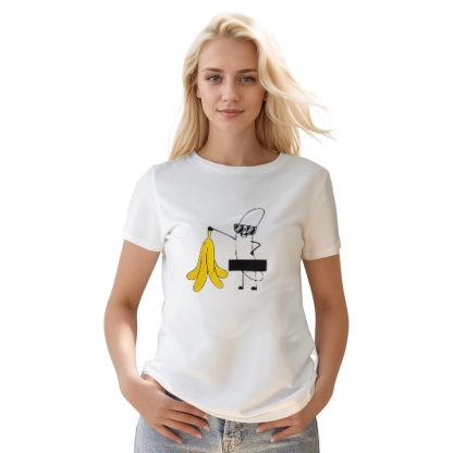 Adult Unisex Cartoon Banana Funny Fruit Food Lover White T-shirt Costume