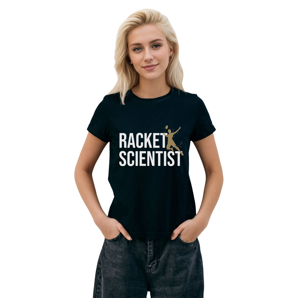 Adult Unisex Racket Scientist Badminton Black Sport T-shirt Costume