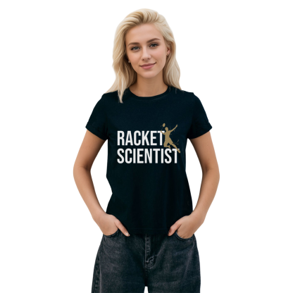 Adult Unisex Racket Scientist Badminton Black Sport T-shirt Costume