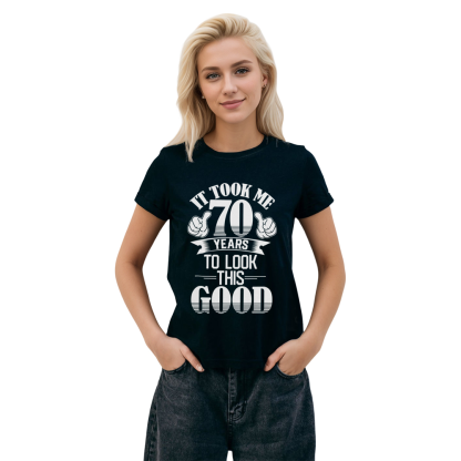 Adult Unisex Funny 70th Birthday Party Black Short Sleeve T-shirt 