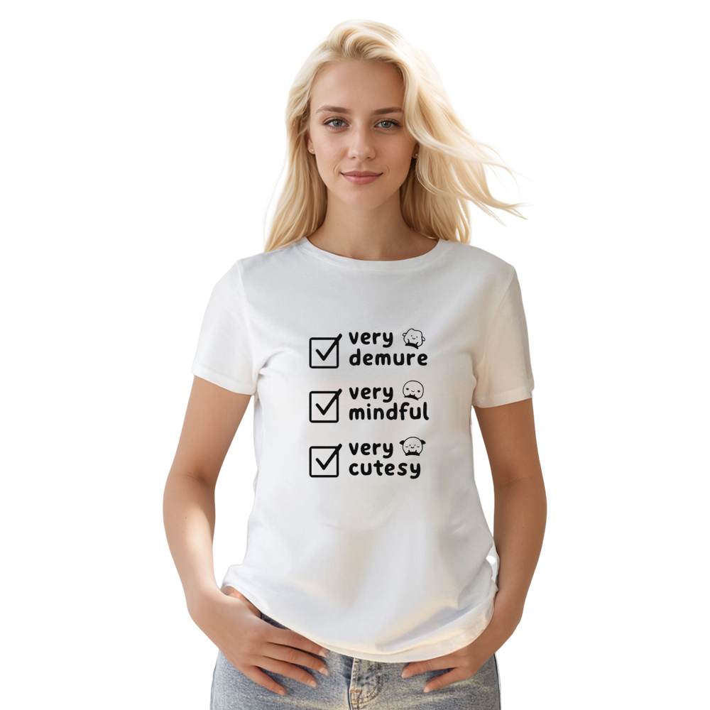Adult Unisex Very Demure Mindful Cutesy Cute White T-shirt Costume