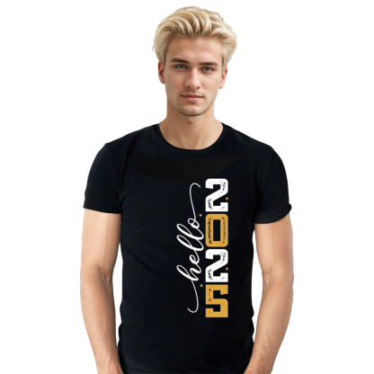 Adult Unisex Hello 2025 New Year Black Festival T-shirt