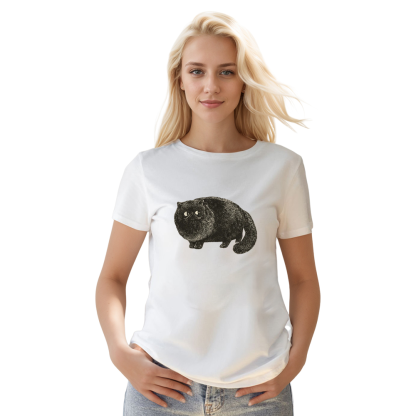 Adult Unisex Black Cat Pet Lover White T-shirt Costume