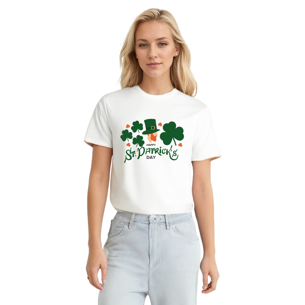 Adult Unisex Clover St. Patrick's Day White T-shirt