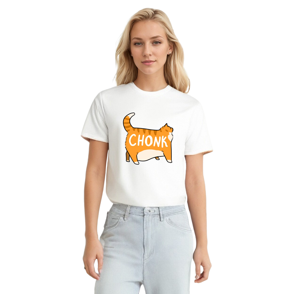 Orange Tabby Cat Fat Cat Pet Lover Adult Unisex Animals White T-shirt