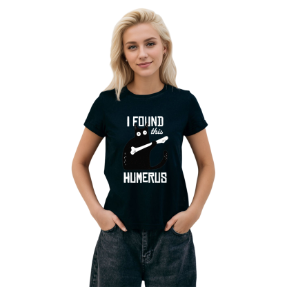 Adult Unisex I Found This Humerus Funny Cat Pet Lover Black T-shirt Costume