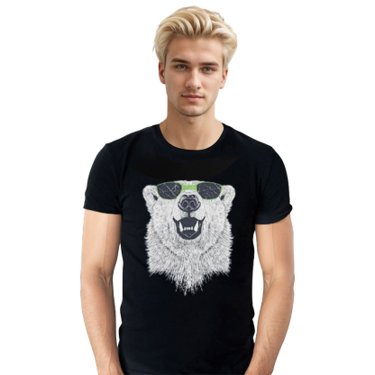 Adult Unisex Crazy Polar Bear Wild Animals Black T-shirt Costume