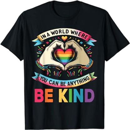 Adult Be Kind Pride Month Black T-shirt Costume