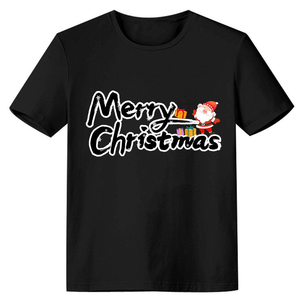 Adult Unisex Merry Christmas Santa Claus Xmas Black Festival T-shirt