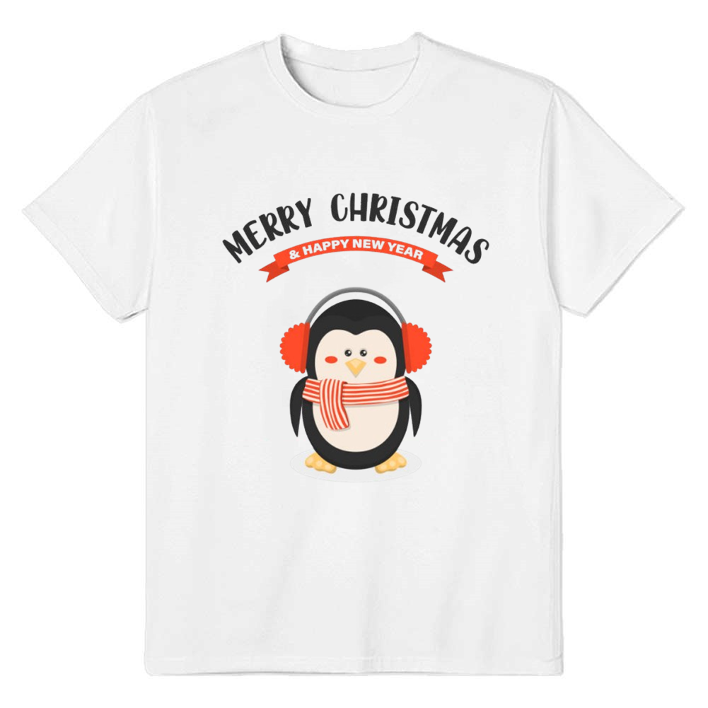 Adult Unisex Christmas Penguins White Animals Lover T-shirt