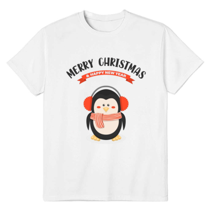 Adult Unisex Christmas Penguins White Animals Lover T-shirt