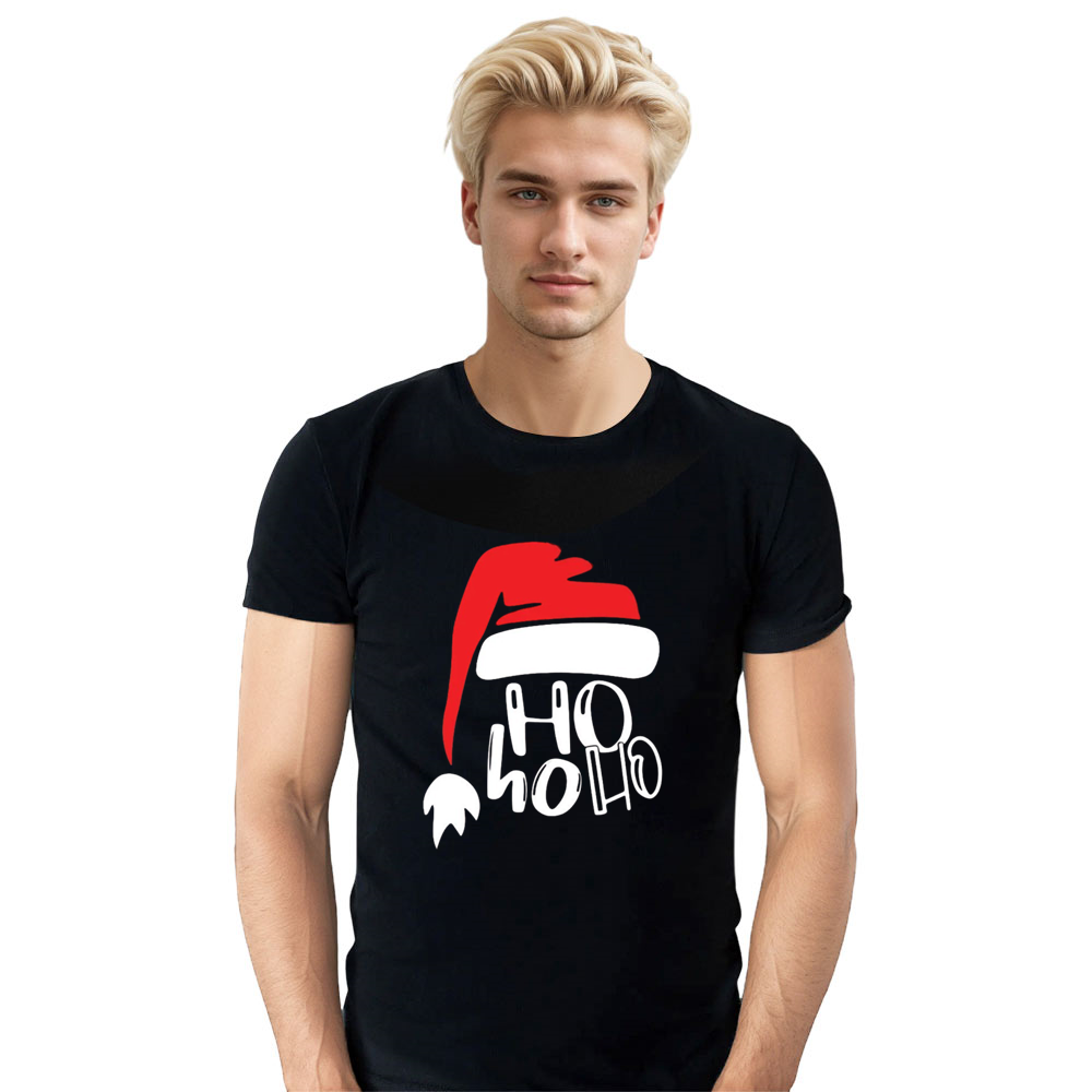 Adult Unisex Xmas Retro Vintage Christmas Hat Festival Black T-shirt