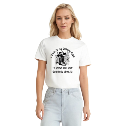 Adult Unisex Country  Music Lover White T-shirt