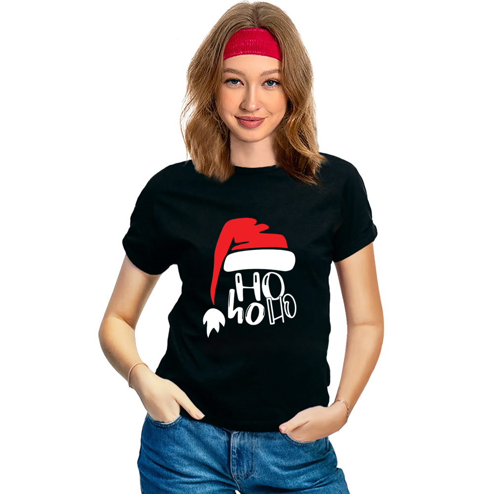Adult Unisex Xmas Retro Vintage Christmas Hat Festival Black T-shirt