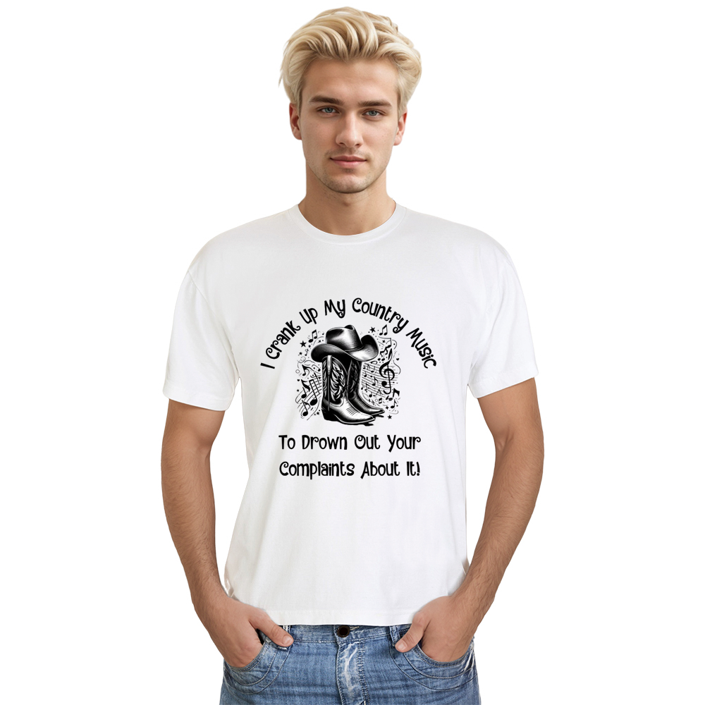 Adult Unisex Country  Music Lover White T-shirt