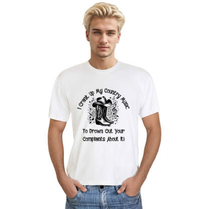 Adult Unisex Country  Music Lover White T-shirt