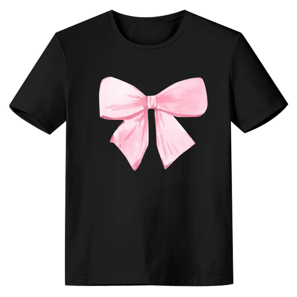 Adult Woman Summer Lovely Big Bow Black T-shirt Costume