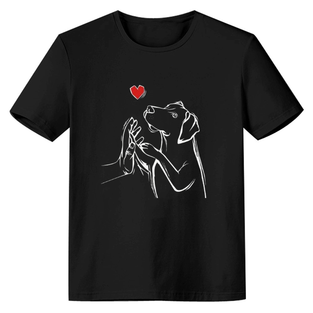 Adult Women Heart Dog Pet Lover Black T-shirt Costume