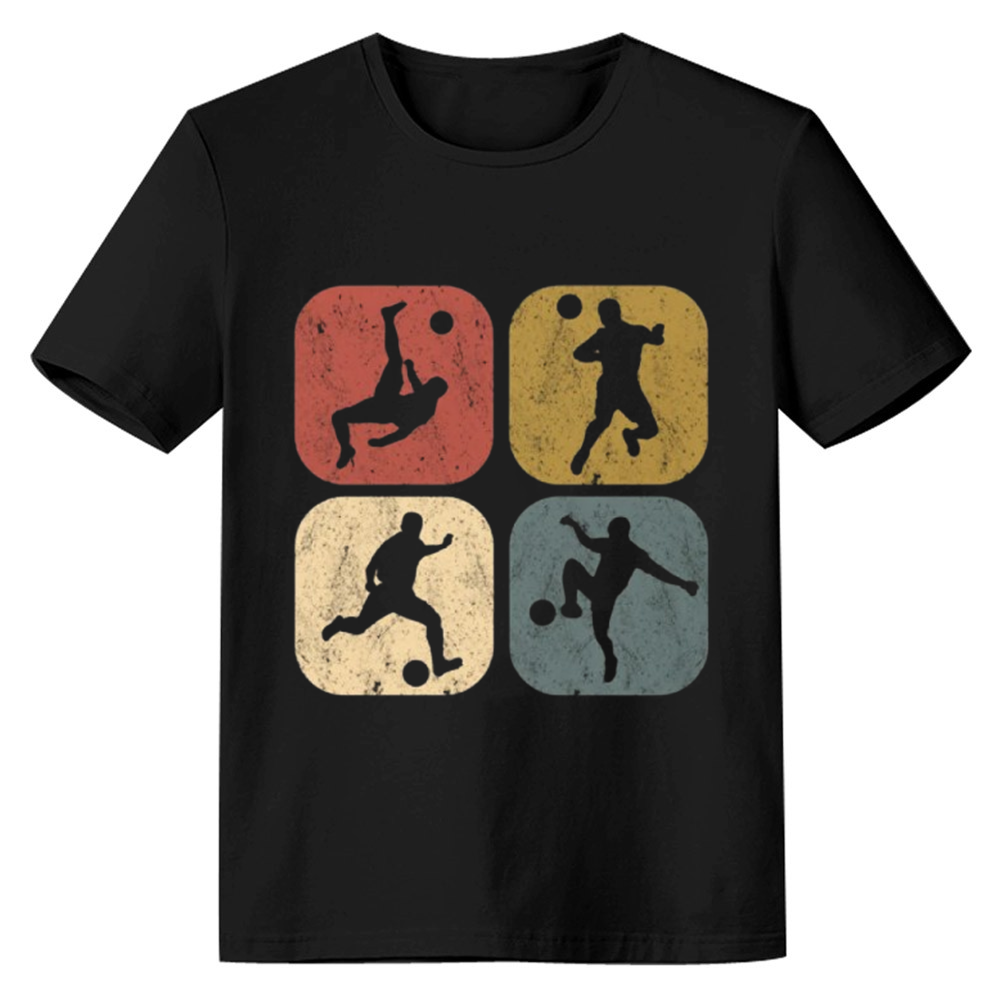 Adult Unisex Football Retro Soccer Lover Black T-shirt Costume