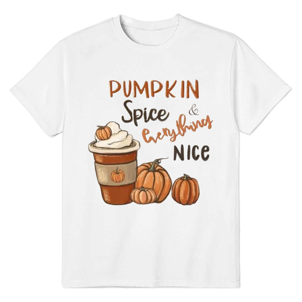 Adult Unisex Halloween Pumpkin Spice And Every Thing Nice White T-shirt Costume