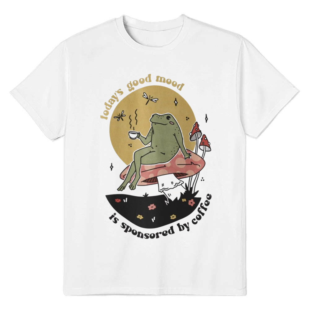 Adult Unisex Frog Love Coffee Animals Lover White T-shirt Costume