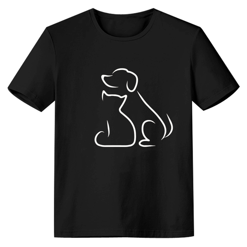 Adult Unisex Dogs Cat Pet Lover Black T-shirt Costume