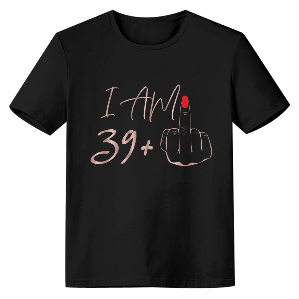 Adult Woman I Am 39+ Birthday Party Black Short Sleeve T-shirt 
