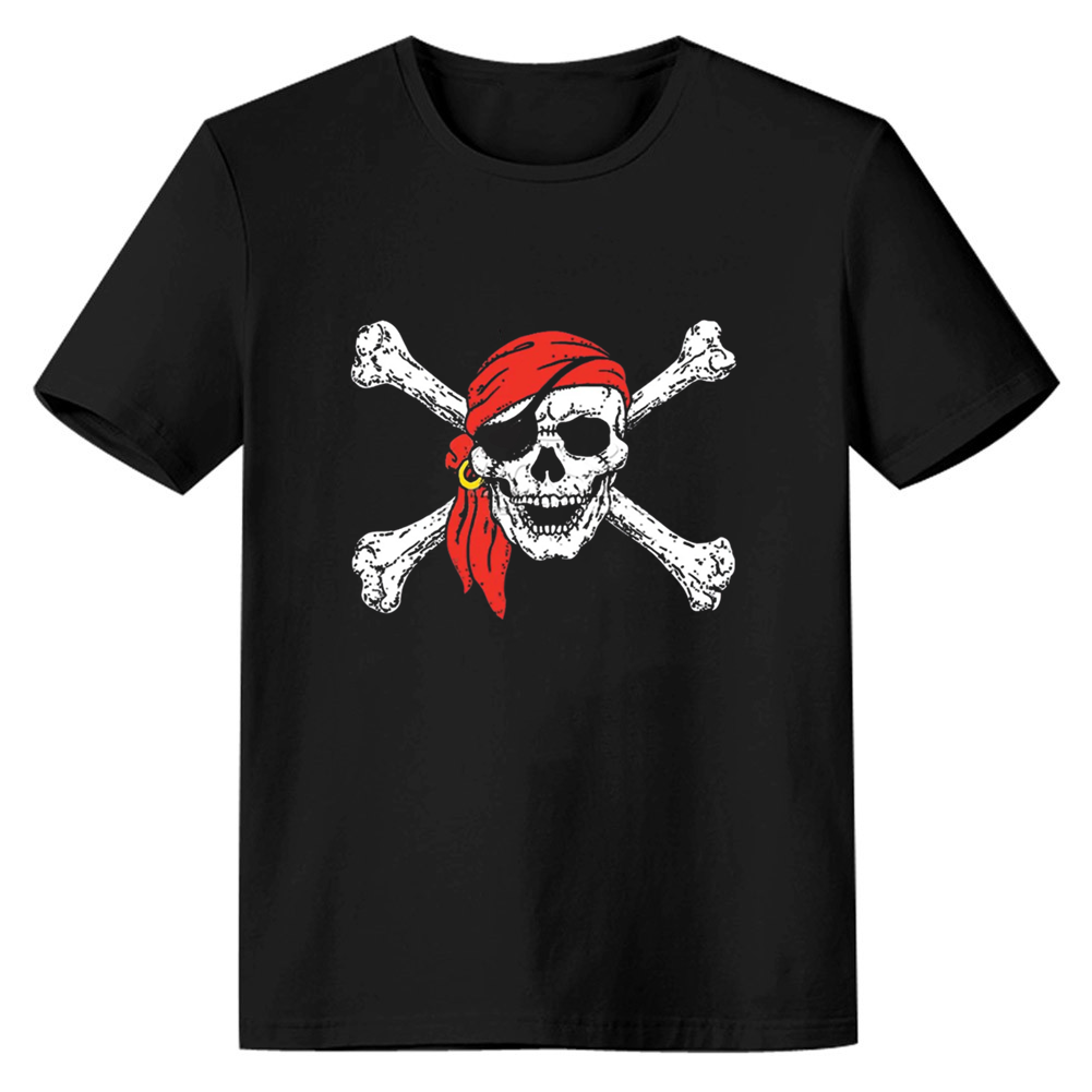 Adult Unisex Black Skull Crossbones Pirate Lover T-shirt Costume