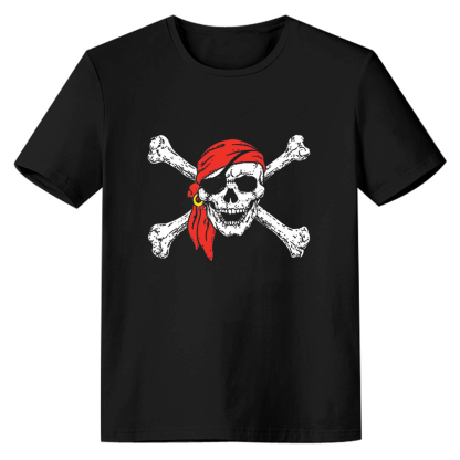 Adult Unisex Black Skull Crossbones Pirate Lover T-shirt Costume