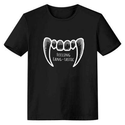 Adult Unisex Vampire Feeling Fang-tastic Halloween Black T-shirt Costume