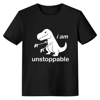 Adult Unisex I Am Unstoppable Dinosaur Animals Lover Black T-shirt Costume