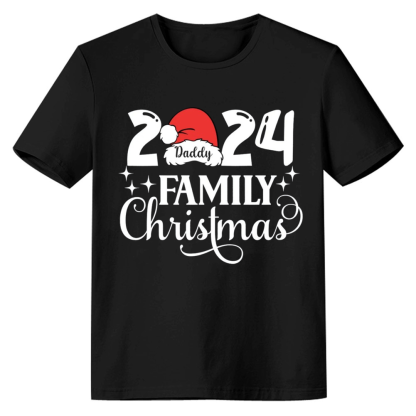 Adult Unisex 2024 Family Christmas Shirt Xmas Black Festival T-shirt