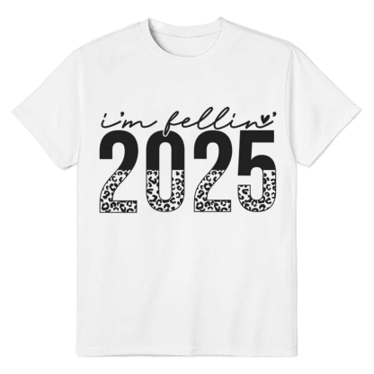 Adult Unisex Welcome 2025 New Year White Festival T-shirt