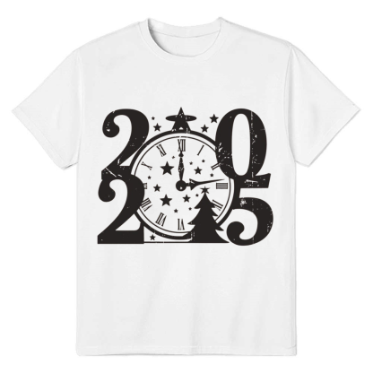 Adult Unisex 2025 Christmas New Year White Festival T-shirt