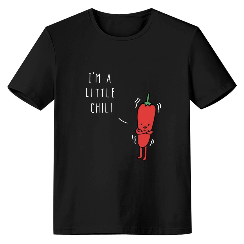 Adult Unisex I'm A Little Chilly Funny Chili Tee Food Lover Black T-shirt
