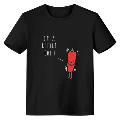 Adult Unisex I'm A Little Chilly Funny Chili Tee Food Lover Black T-shirt