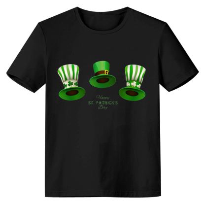 Adult Unisex St. Patrick's Day Black Hat T-shirt