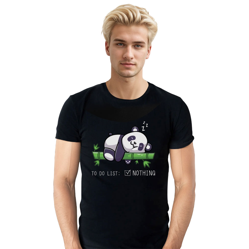 Adult Unisex To Do List Nothing Lazy Panda Wild Animals Nature Lover Black T-shirt Costume