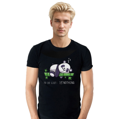 Adult Unisex To Do List Nothing Lazy Panda Wild Animals Nature Lover Black T-shirt Costume