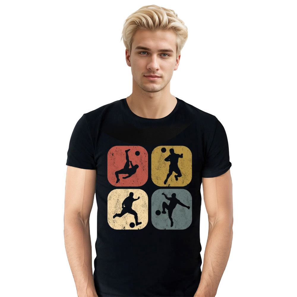 Adult Unisex Football Retro Soccer Lover Black T-shirt Costume