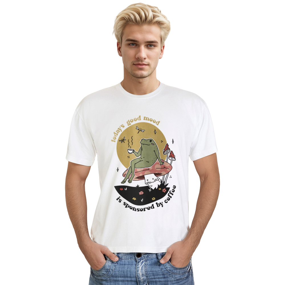 Adult Unisex Frog Love Coffee Animals Lover White T-shirt Costume