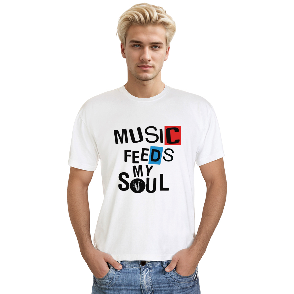 Adult Unisex Music Feeds My Soul Music Festival White T-shirt Costume