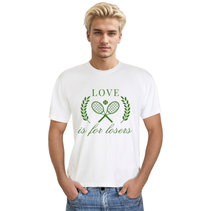 Adult Unisex Love Is For Losers Tennis Sport Lover White T-shirt Costume