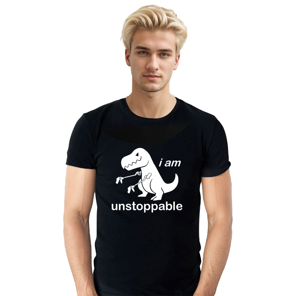 Adult Unisex I Am Unstoppable Dinosaur Animals Lover Black T-shirt Costume