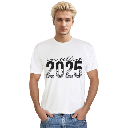 Adult Unisex Welcome 2025 New Year White Festival T-shirt