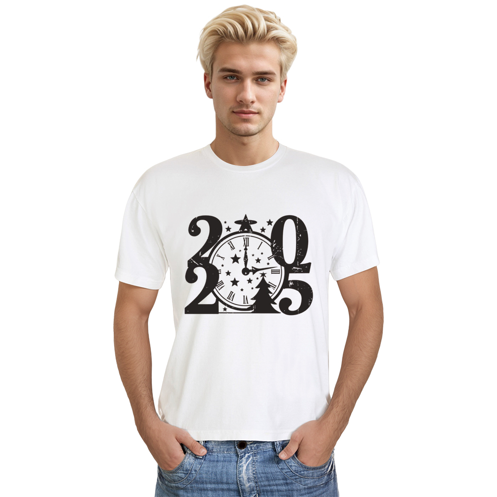 Adult Unisex 2025 Christmas New Year White Festival T-shirt