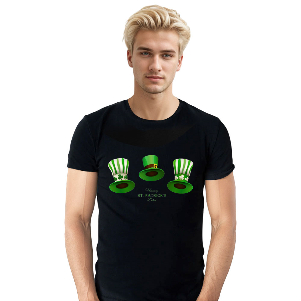 Adult Unisex St. Patrick's Day Black Hat T-shirt
